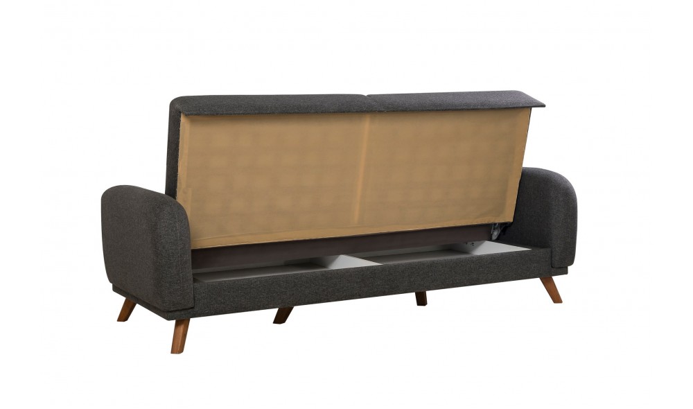 Canapea extensibila cu 3 locuri, Hera - Antracit, 237 x 90 x 98 cm