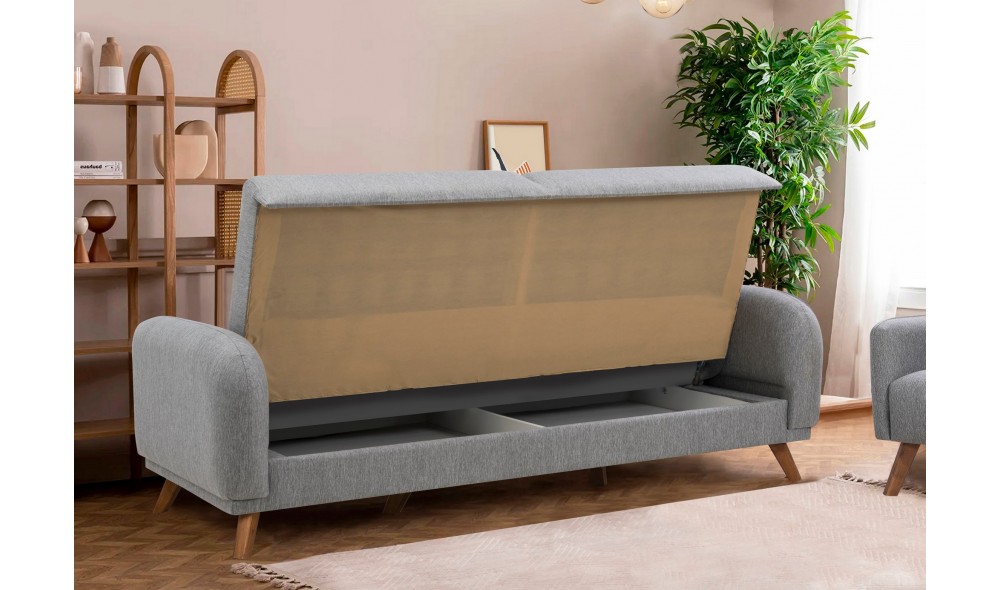 Canapea extensibila cu 3 locuri, Hera - Gri, 237 x 90 x 98 cm