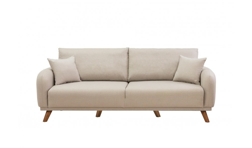 Canapea extensibila cu 3 locuri, Hera - Crema, 237 x 90 x 98 cm