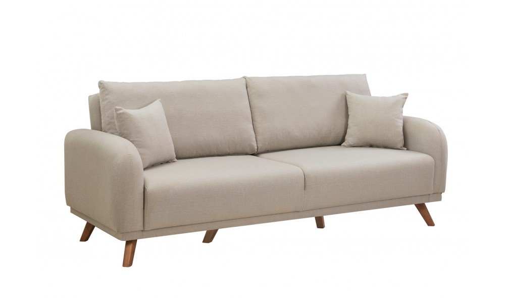 Canapea extensibila cu 3 locuri, Hera - Crema, 237 x 90 x 98 cm