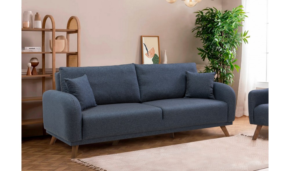 Canapea extensibila cu 3 locuri, Hera - Albastru inchis, 237 x 90 x 98 cm