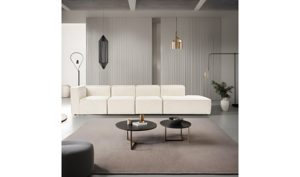 Canapea de coltar, More M (M4-M1-M1-M7) - Crema, 350 x 69 x 90 cm