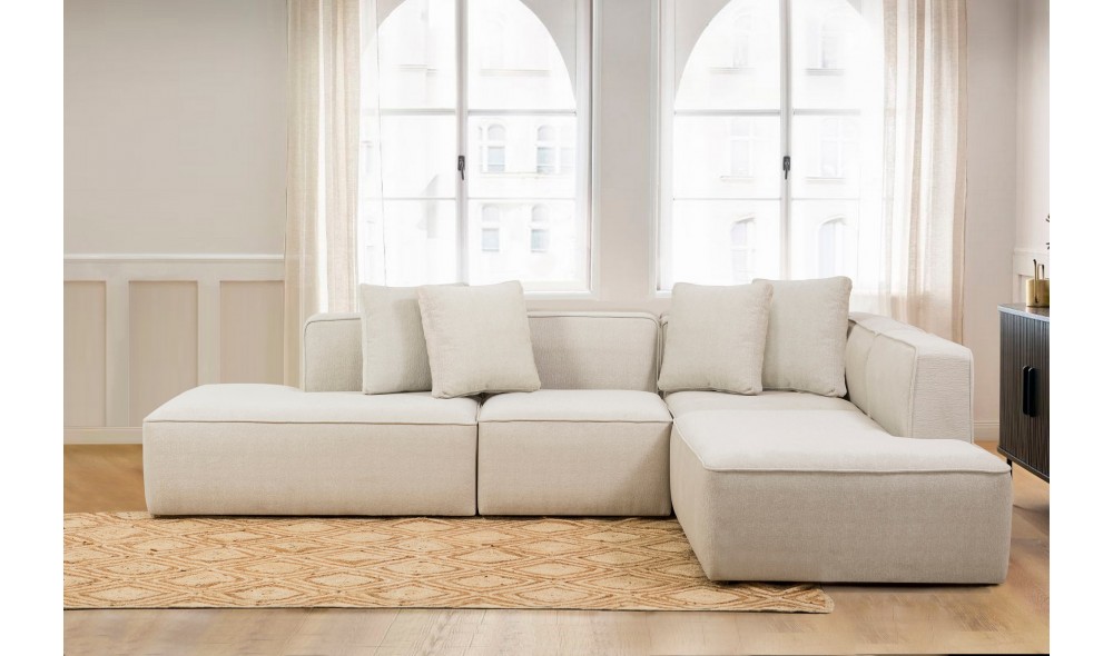 Canapea de coltar, More M (M4-M1-M2-M3) - Crema, 280 x 69 x 90 cm