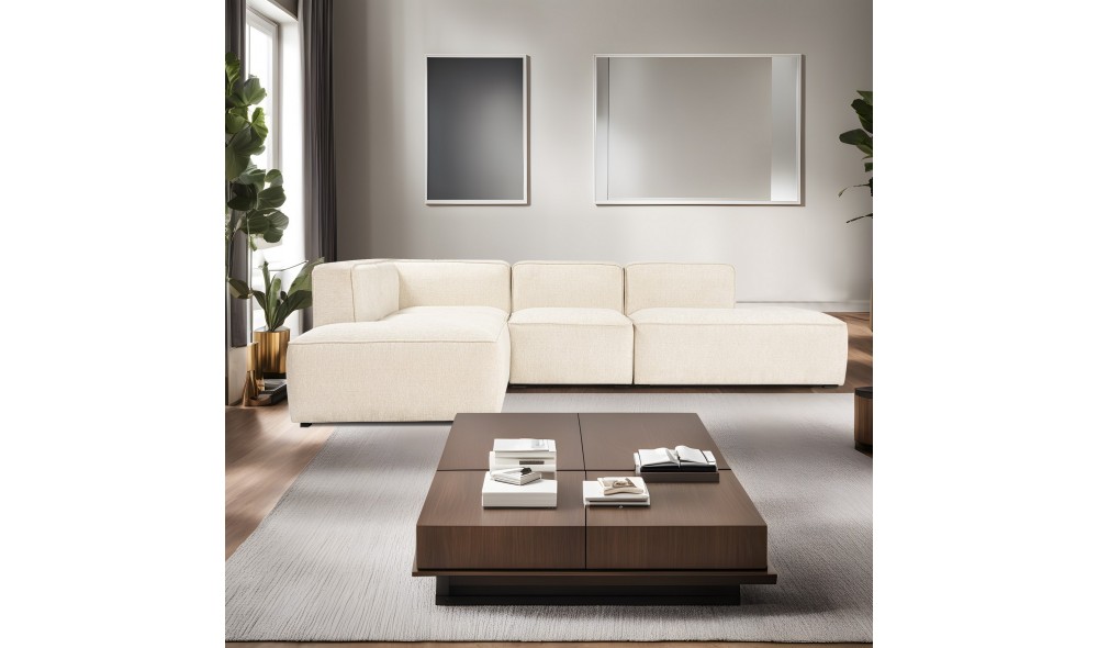 Canapea de coltar, More M (M4-M2-M1-M3) - Crema, 280 x 69 x 90 cm