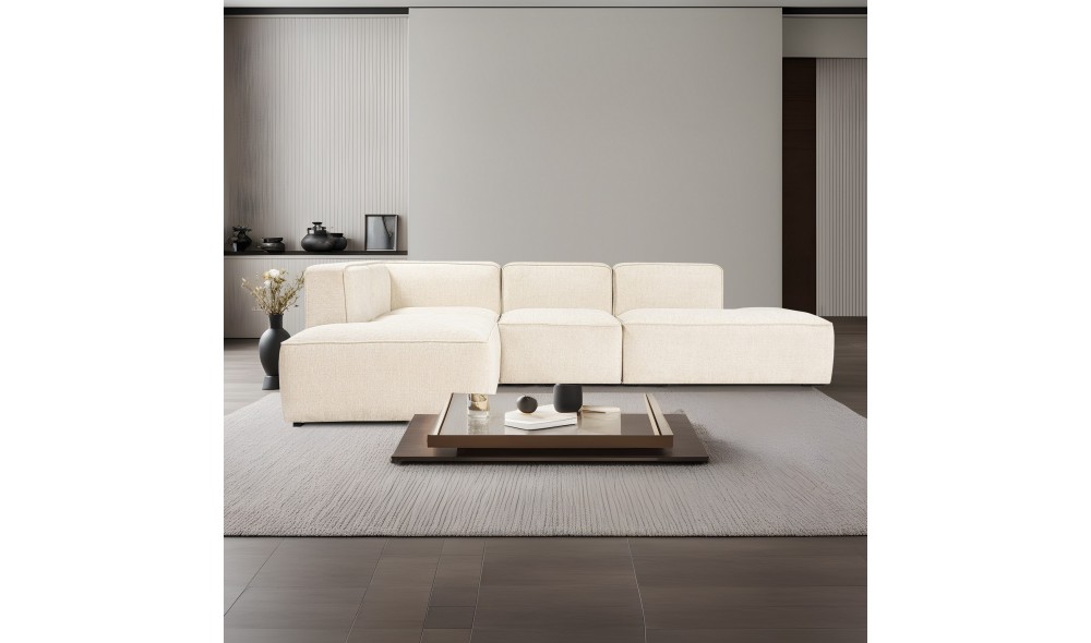 Canapea de coltar, More M (M4-M2-M1-M3) - Crema, 280 x 69 x 90 cm