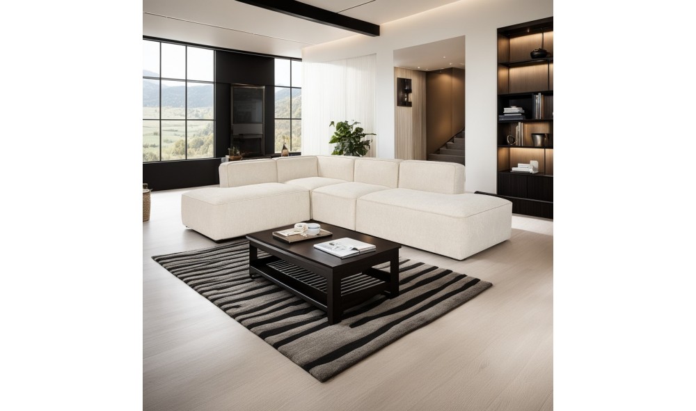 Canapea de coltar, More M (M4-M2-M1-M3) - Crema, 280 x 69 x 90 cm