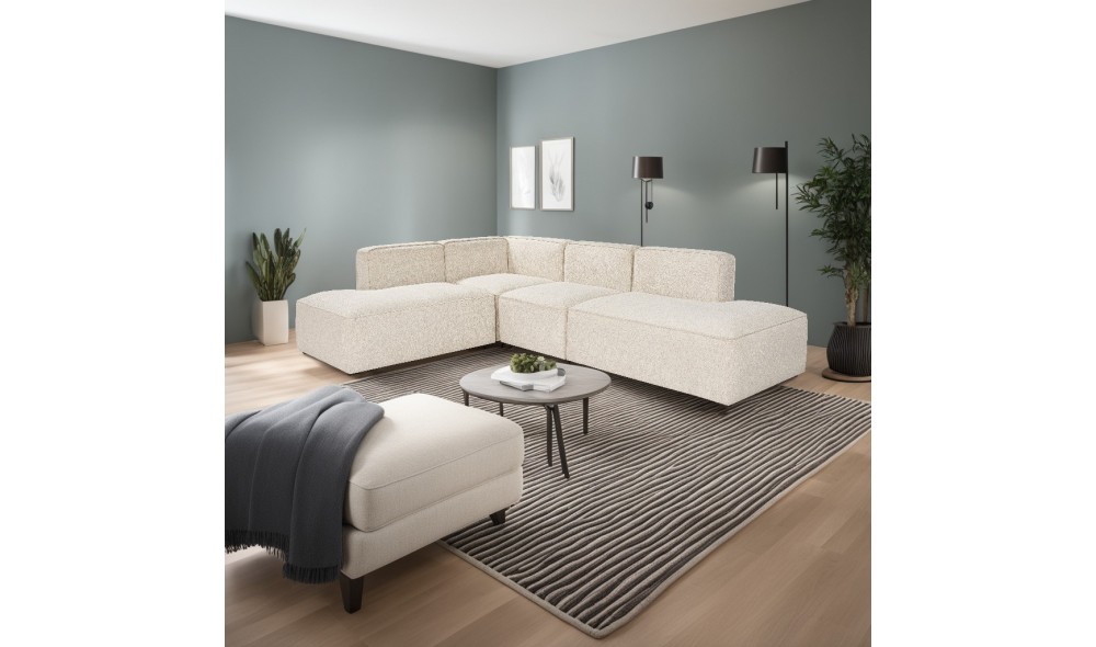 Canapea de coltar, More M (M4-M2-M1-M3) - Crema, 280 x 69 x 90 cm