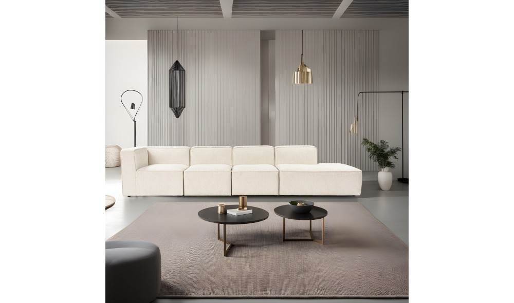 Canapea de coltar, More M (M2-M1-M1-M3) - Crema, 350 x 69 x 90 cm