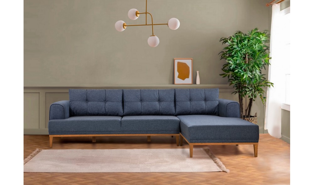 Canapea de coltar, Vina Corner - Albastru inchis, Pin Atlantic, 295 x 82 x 179 cm