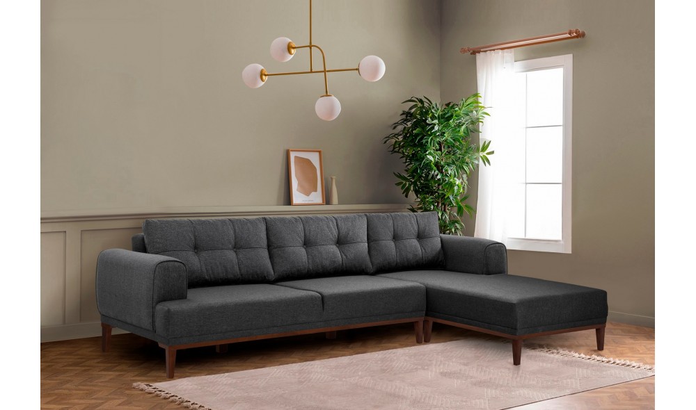 Canapea de coltar, Vina Corner - AntracitNuc, 295 x 82 x 179 cm