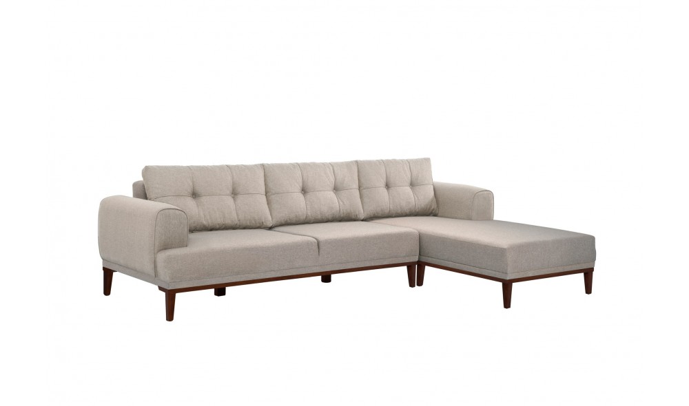 Canapea de coltar, Vina Corner - Crema Nuc, 295 x 82 x 179 cm