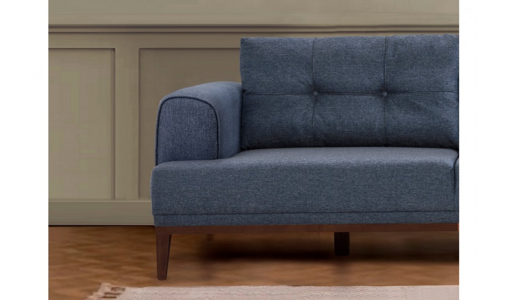 Canapea de coltar, Vina Corner - Albastru inchisNuc, 295 x 82 x 179 cm