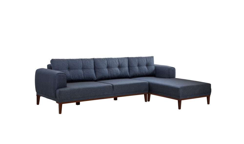 Canapea de coltar, Vina Corner - Albastru inchisNuc, 295 x 82 x 179 cm