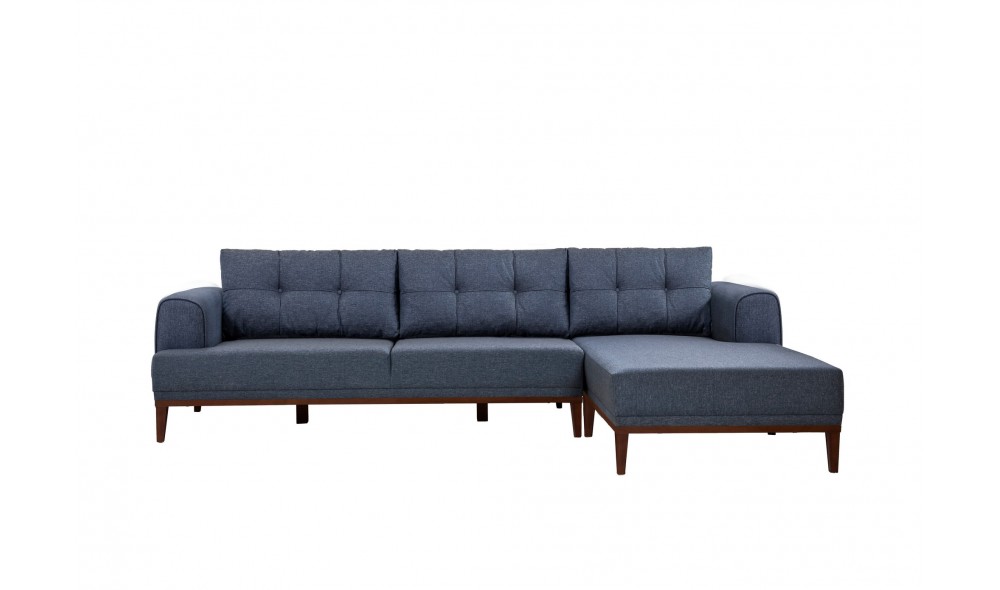 Canapea de coltar, Vina Corner - Albastru inchisNuc, 295 x 82 x 179 cm