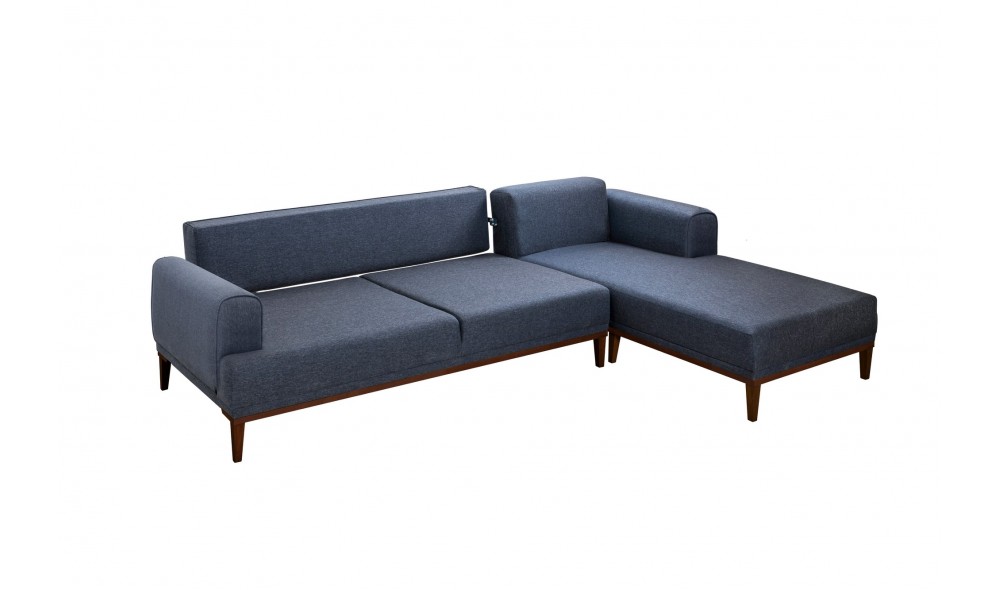 Canapea de coltar, Vina Corner - Albastru inchisNuc, 295 x 82 x 179 cm