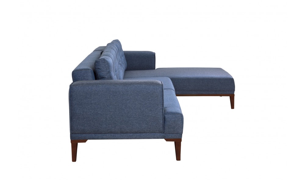 Canapea de coltar, Vina Corner - Albastru inchisNuc, 295 x 82 x 179 cm