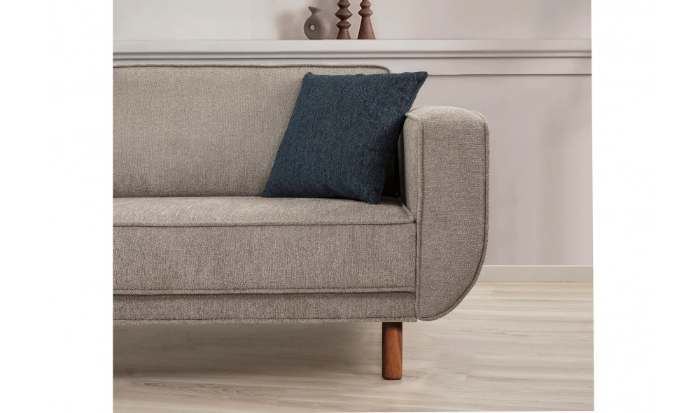 Canapea extensibila cu 3 locuri, Larus 3 - Nuc, Gri, 223 x 81 x 92 cm