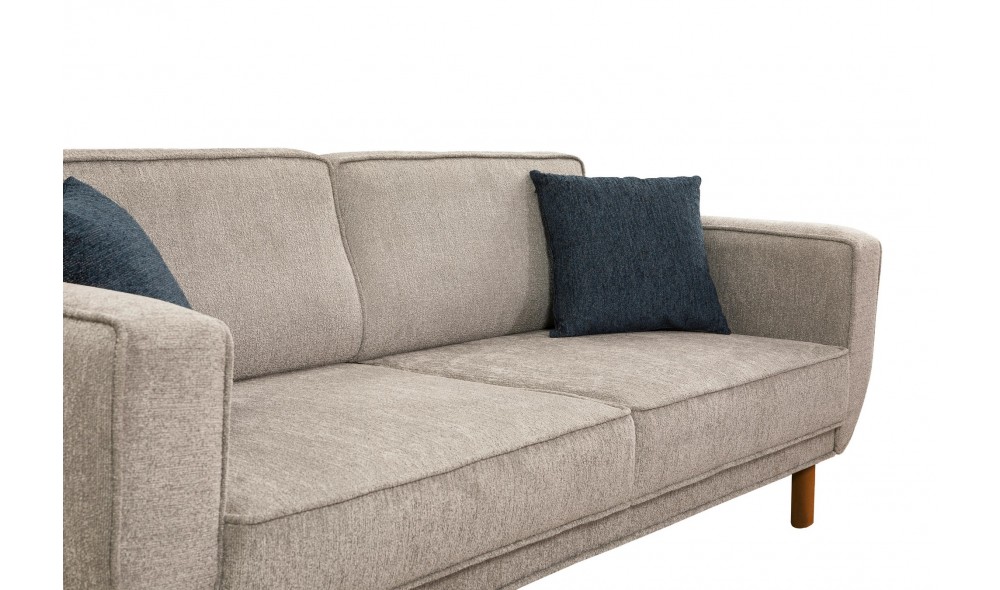 Canapea extensibila cu 3 locuri, Larus 3 - Nuc, Gri, 223 x 81 x 92 cm