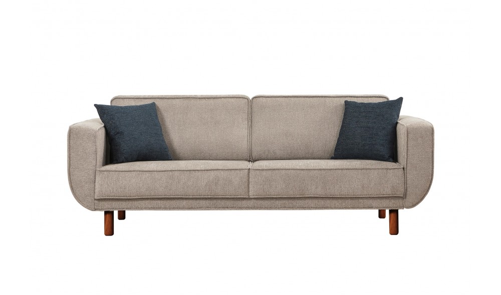 Canapea extensibila cu 3 locuri, Larus 3 - Nuc, Gri, 223 x 81 x 92 cm