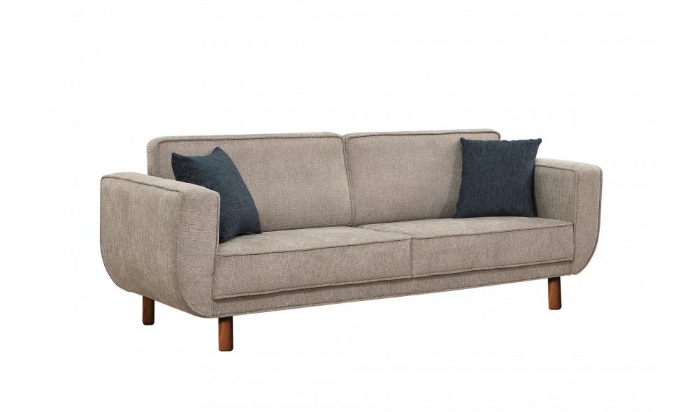 Canapea extensibila cu 3 locuri, Larus 3 - Nuc, Gri, 223 x 81 x 92 cm