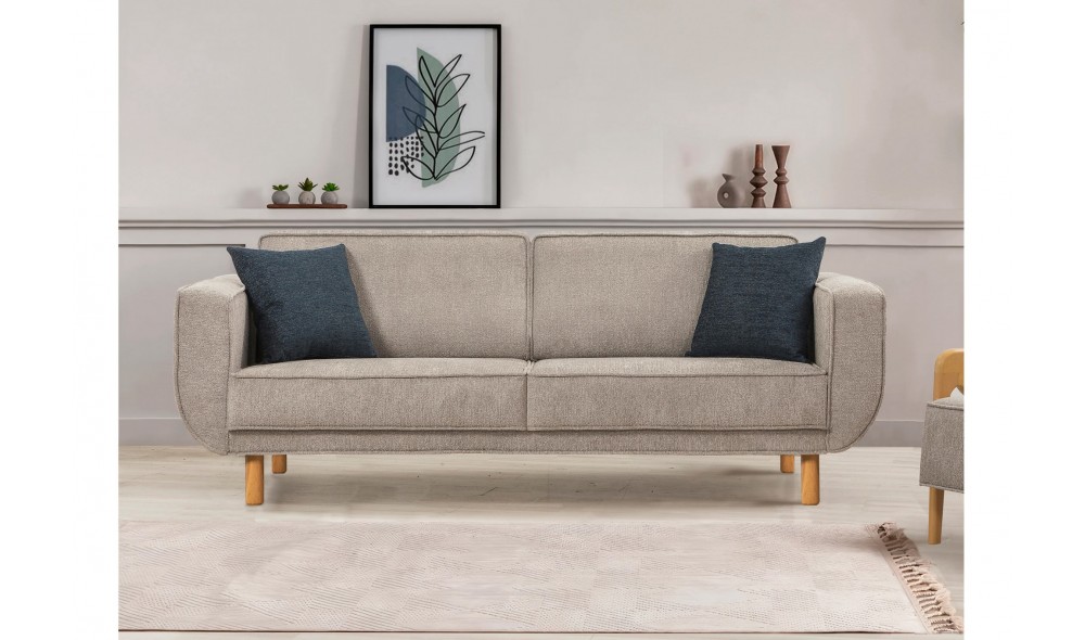 Canapea extensibila cu 3 locuri, Larus 3 - Stejar, Gri, 223 x 81 x 92 cm