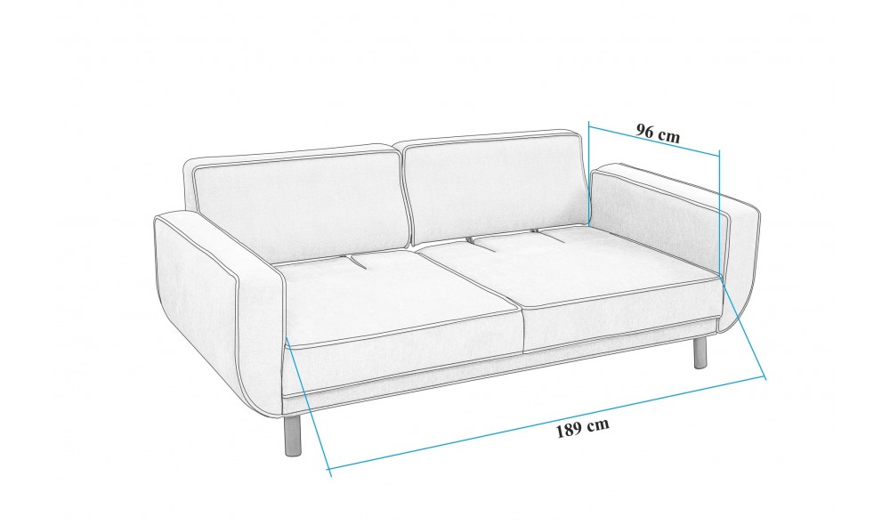 Canapea extensibila cu 3 locuri, Larus 3 - Stejar, Gri, 223 x 81 x 92 cm