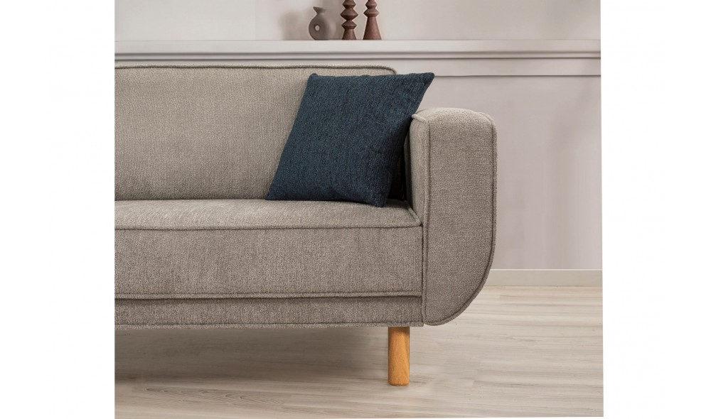 Canapea extensibila cu 3 locuri, Larus 3 - Stejar, Gri, 223 x 81 x 92 cm