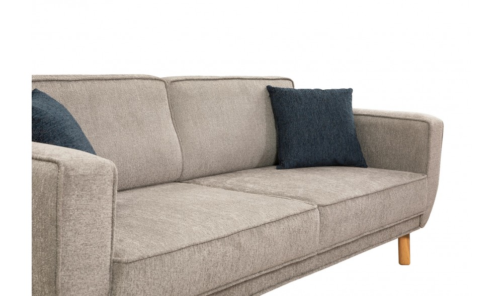 Canapea extensibila cu 3 locuri, Larus 3 - Stejar, Gri, 223 x 81 x 92 cm