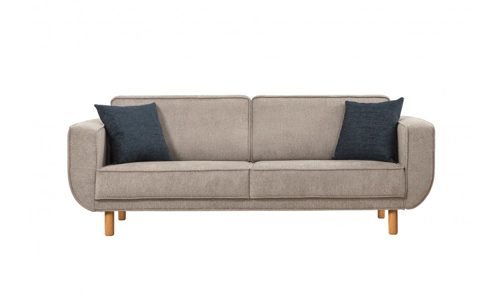 Canapea extensibila cu 3 locuri, Larus 3 - Stejar, Gri, 223 x 81 x 92 cm