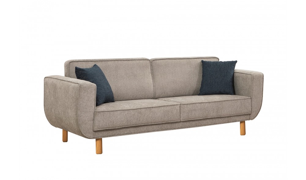 Canapea extensibila cu 3 locuri, Larus 3 - Stejar, Gri, 223 x 81 x 92 cm