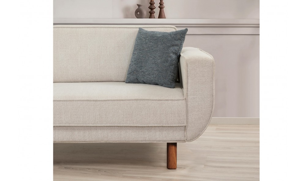 Canapea extensibila cu 3 locuri, Larus 3 - Nuc, Smantana, 223 x 81 x 92 cm