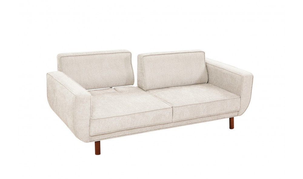 Canapea extensibila cu 3 locuri, Larus 3 - Nuc, Smantana, 223 x 81 x 92 cm
