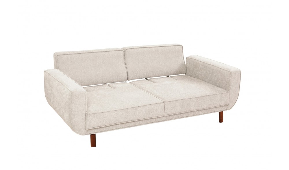 Canapea extensibila cu 3 locuri, Larus 3 - Nuc, Smantana, 223 x 81 x 92 cm
