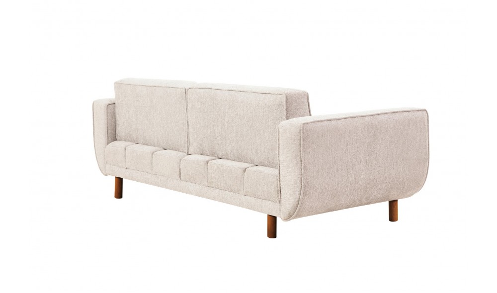 Canapea extensibila cu 3 locuri, Larus 3 - Nuc, Smantana, 223 x 81 x 92 cm