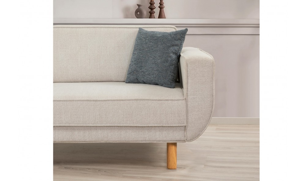 Canapea extensibila cu 3 locuri, Larus 3 - Stejar, crem, 223 x 81 x 92 cm