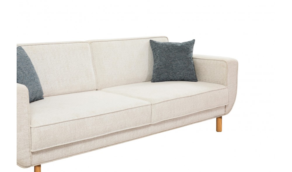 Canapea extensibila cu 3 locuri, Larus 3 - Stejar, crem, 223 x 81 x 92 cm