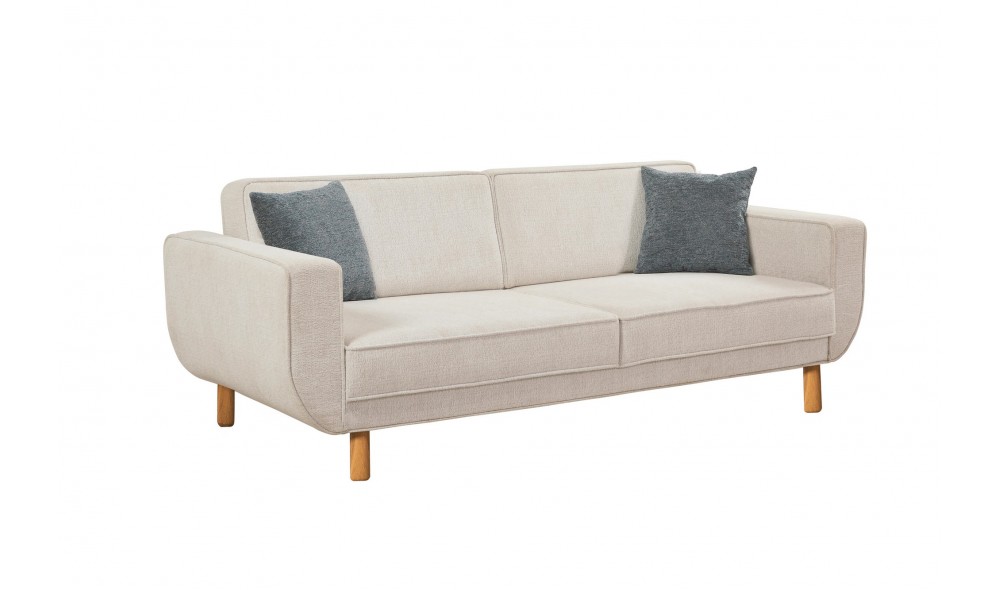 Canapea extensibila cu 3 locuri, Larus 3 - Stejar, crem, 223 x 81 x 92 cm