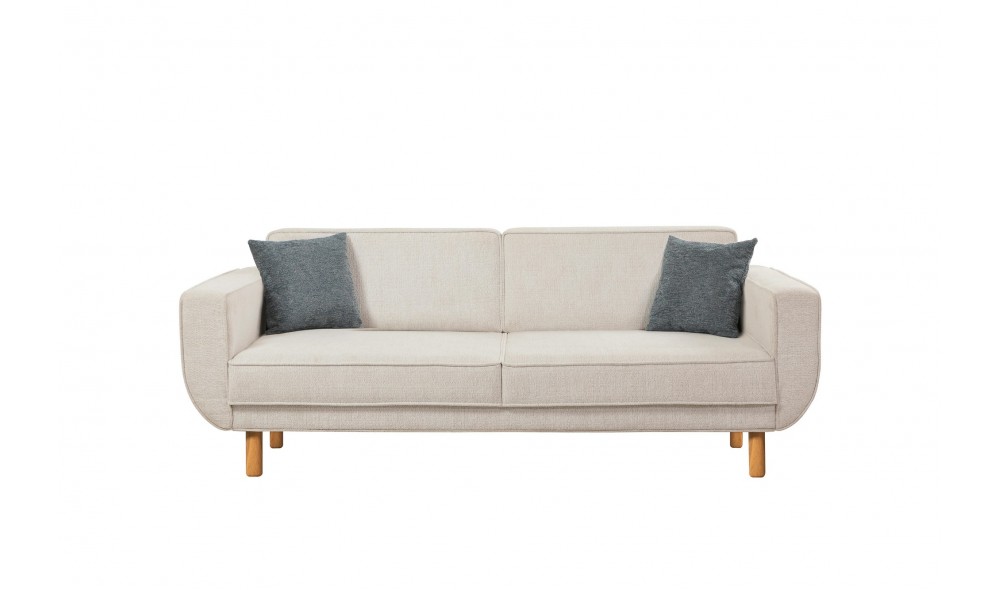 Canapea extensibila cu 3 locuri, Larus 3 - Stejar, crem, 223 x 81 x 92 cm