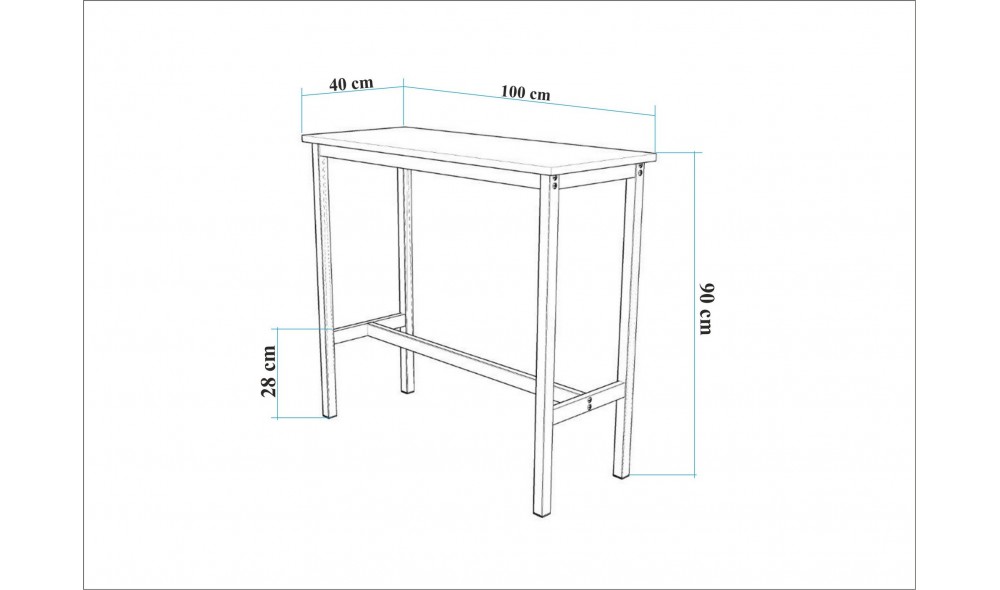 Set masa de bar si scaun (3 bucati), Mola Set 100, Alb, 100 x 90 x 40 cm