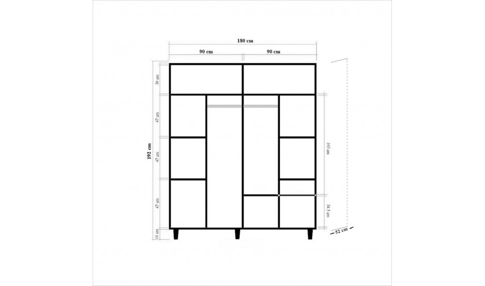 Dulap, Imaj - 220, Stejar Sonoma, 180 x 192 x 52 cm