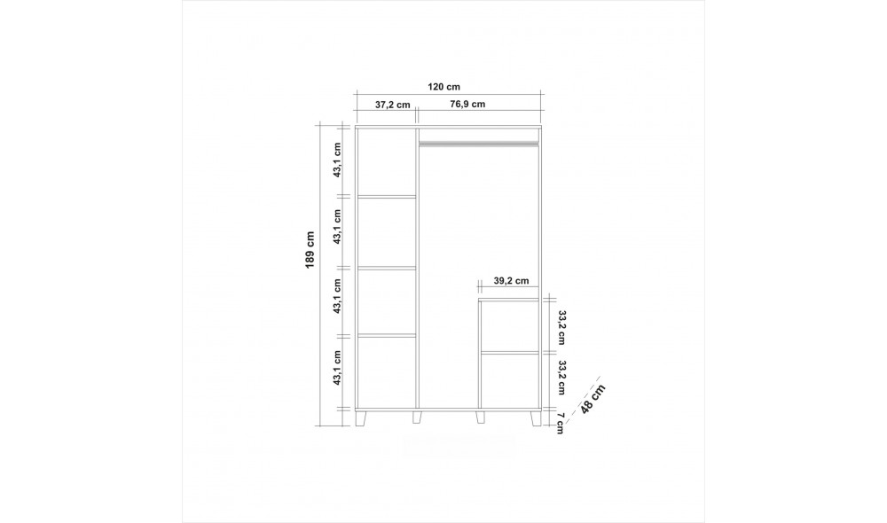 Dulap, Hedera 1, Pinul Atlantic, 120 x 189 x 48 cm