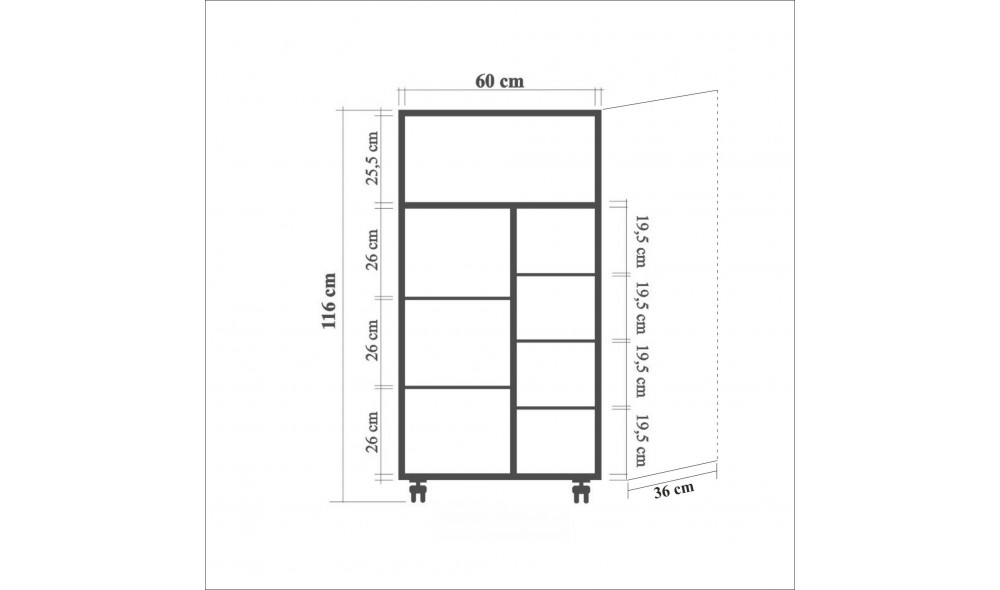 Dulap multifunctional, Kiler - 737, Stejar Sonoma, 60 x 116 x 36 cm