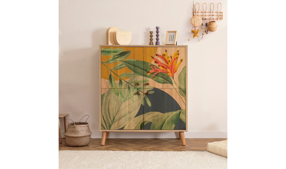 Dulap multifunctional, Multilux Saka, SonomoVerdeGalben, 95 x 111 x 36 cm