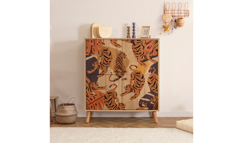 Dulap multifunctional, Multilux Tigris, SonomoPortocaleRosu Claret, 95 x 111 x 36 cm