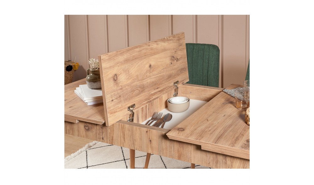 Set masa si scaune extensibile (5 bucati), Vina, Pinul AtlanticVerde, 130 x 77 x 80 cm