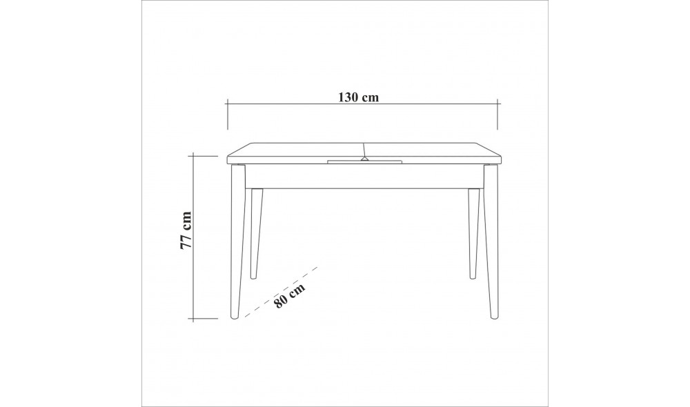 Set masa si scaune extensibile (4 bucati), Vina 1053, NucAntracit, 130 x 77 x 80 cm