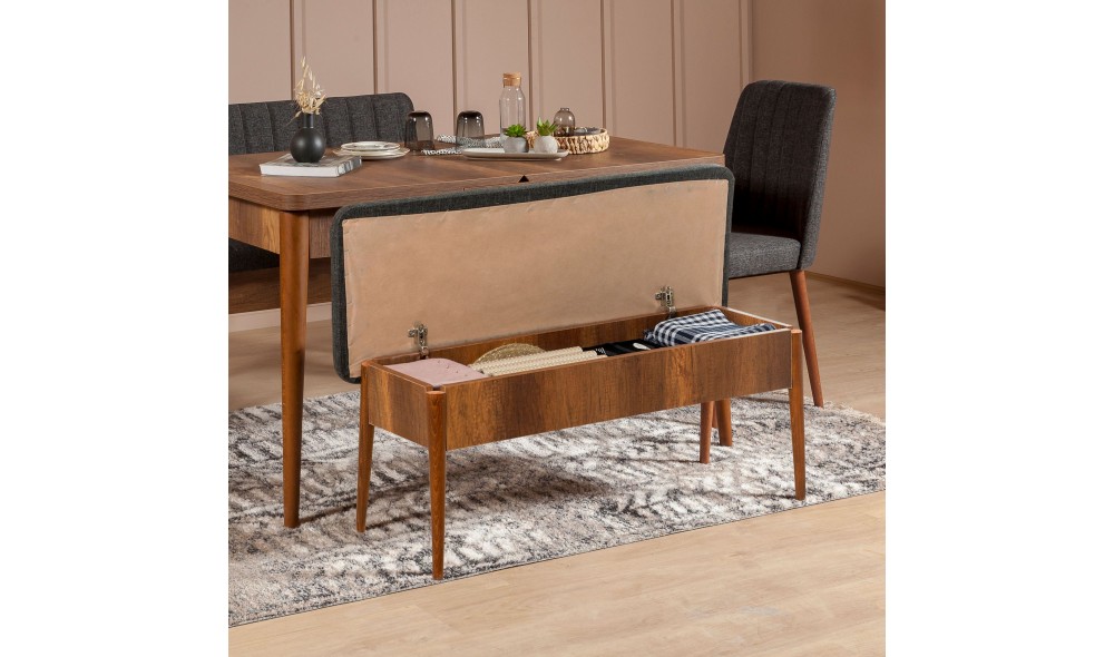 Set masa si scaune extensibile (4 bucati), Vina 1053, NucAntracit, 130 x 77 x 80 cm