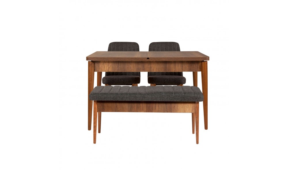 Set masa si scaune extensibile (4 bucati), Vina 1053, NucAntracit, 130 x 77 x 80 cm