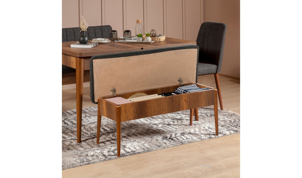 Set masa si scaune extensibile (5 bucati), Vina Walnut Anthracite, NucAntracit, 130 x 77 x 80 cm