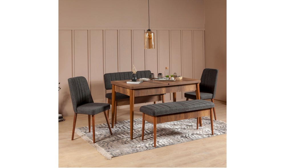 Bancheta, Vina Bench Anthracite, Walnut, NucAntracit, 110 x 46 x 40 cm